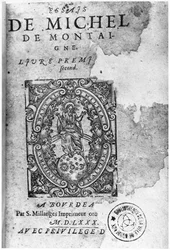 Titelpagina van de eerste editie van Essais door Michel de Montaigne (1533-92) 1580