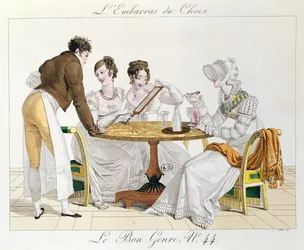 Te Veel Keuze, plaat 44 uit Le Bon Genre, 1827