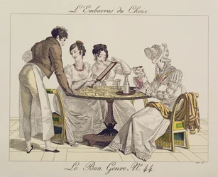 Te Veel Keuze, plaat 44 uit Le Bon Genre, 1827
