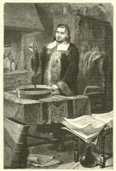 Torricelli die de barometer uitvindt