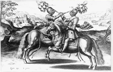 Toernooiscène tussen Henri IV en Antoine de Pluvinel