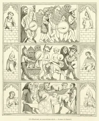 Un Charivari, au quatorzieme siecle, Roman de Fauvel (gravure)