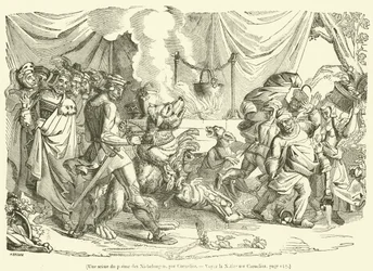 Une scène du poeme des Niebelungen (gravure)