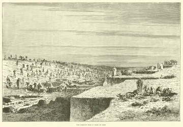 Een greppel in het Suezkanaal