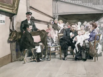 Vaccinatie van zuigelingen bij het Institut de la Vaccine, Parijs, ca. 1900