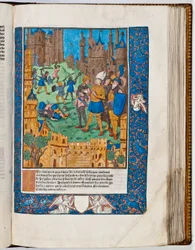 Vespasianus onderdrukt de opstand in Galilea, 67 n.Chr. (handgekleurde prent)