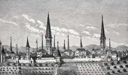 Uitzicht op Dortmund, naar een kopergravure in 