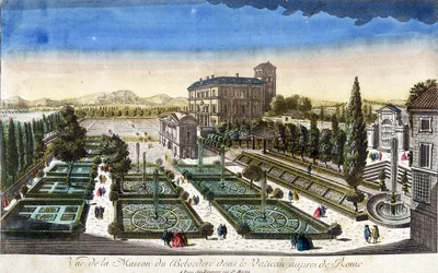 Uitzicht op het Belvedere Huis in het Vaticaan, Rome