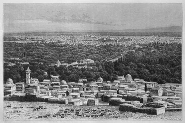 Uitzicht op de stad Damascus, uit La Syrie d