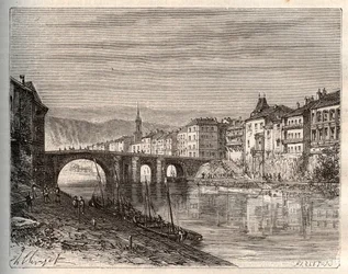 Villeneuve-sur-Lot - departement Lot-et-Garonne - gravure in 
