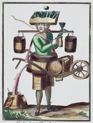 Azijnfabrikant, gekleurde gravure, Frankrijk