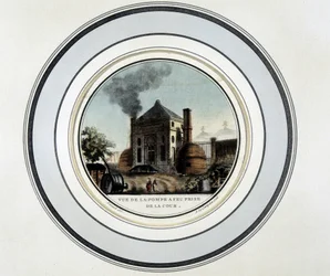Vue de la Pompe a Feu prise de la cour - lithografie in 