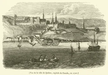 Uitzicht op de stad Quebec, hoofdstad van Canada, in 1720