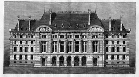 Buitenaanzicht van de nieuwe gebouwen van de Sorbonne in Parijs