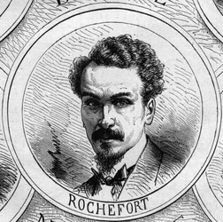 Oorlog van 1870 - Regering van Nationale Defensie: portret van Henri Rochefort (1831-1913), lid van de voorlopige regering van 1870. Gravure in „Le Monde Illustré”, nr. 706 van 22 oktober