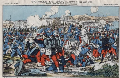 Oorlog van 1870 tussen Frankrijk en Pruisen. Slag bij Gravelotte (of Slag bij Saint Privat of Saint Privat), augustus 1870