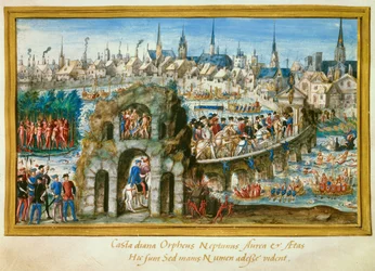 Watershows georganiseerd door de stad Rouen ter gelegenheid van de koninklijke intocht van koning Hendrik II en Catharina de