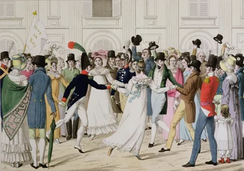Wij hebben onze Pere de Gand, viering in de Tuillerieën van de terugkeer van Lodewijk XVIII in 1815 uit Gent na 100 dagen
