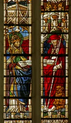 Raam met Sint Gregorius en Sint Hiëronymus