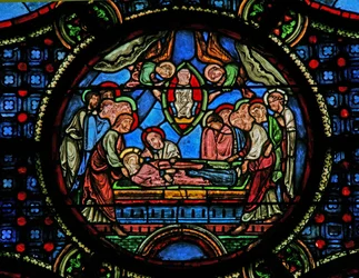 Raam w0 met de Dood van de Maagd Maria