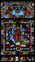 Ruit w0 met de kruisiging van St. Petrus