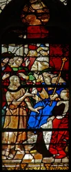 Raam w121 met St. Johannes de Doper voor Herodes