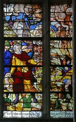Raam w130 met de bestraffing van Nadab en Abihu, de zonen van Aäron