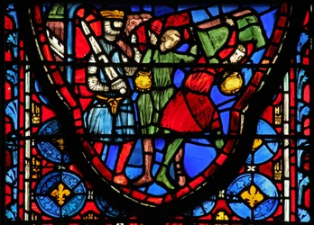 Raam w15 Heilige Relikwieën: Croesus brengt relikwieën uit Jeruzalem