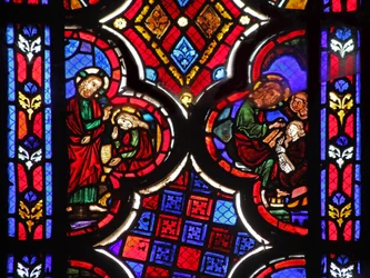 Raam w1 met Jezus met Martha en Maria Magdalena