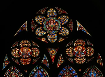 Raam w201 met afbeelding van de traceringlichten met drie engelen