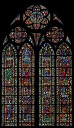 Raam w204 met vrouwelijke heiligen