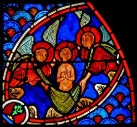 Raam w20 met de ziel van St. Johannes de Doper wordt naar de hemel gebracht