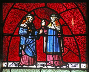 Raam w22 met St. Cosmos en St. Damianus