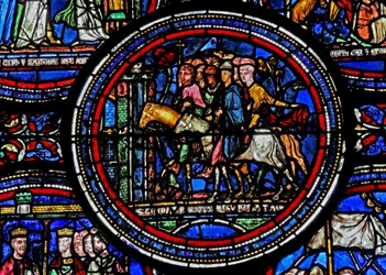 Raam w23 met St. Thomas Becket op weg naar Canterbury