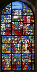 Raam w27 met scènes uit het leven van St. Barbara, en van de Passie en de Transfiguratie