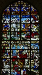 Raam w37 met scènes uit het leven van St. Barbara