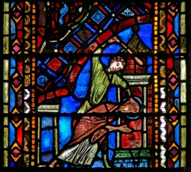 Raam w53 met afbeelding van de geseling (dood?) van St. Johannes de Doper