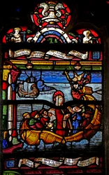 Raam w5 met Maria Magdalena vertrekt vanuit Jeruzalem