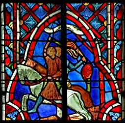 Raam w5 de Straf van de ambtenaren van Sukkot. Rechters VIII:1-17