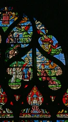 Raam w6 met een scène uit het leven van St. Maria Magdalena - de laatste communie van de heilige