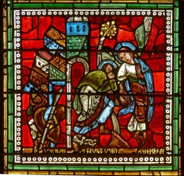 Raam wXVIII met St. Petrus die door een engel uit de gevangenis wordt geleid
