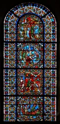 Raam wXXI met een samengesteld raam van 4 panelen, drie in verband met St. Gervais en St. Protais