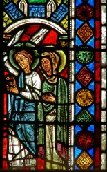 Raam wXX met een engel en een heilige