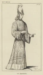 XIV Eeuw, Een Heer (gravure)