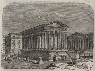 Maison Carrée de Nîmes - Frankrijk, Languedoc-Roussillon, Gard - gravure in 