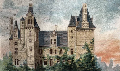 Uitzicht op het kasteel van Montigny-le-Ganelon (Montigny le Ganelon) (Eure et Loir)
