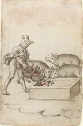 Een dwaas die bloemen aan varkens voert [fol. 42 recto]