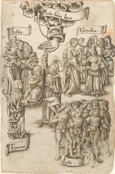 Hoop, Reikend naar de Hemel, Staat tussen Verdrietige en Blije Mannen, Vreugde en Angst [fol. 19 recto]