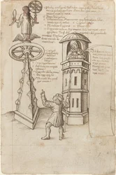 Het Standbeeld van Kans, een Voorbijganger, en Berouw [fol. 8r]