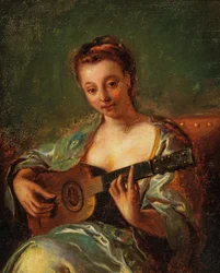 Gitaar spelende dame F 18Y